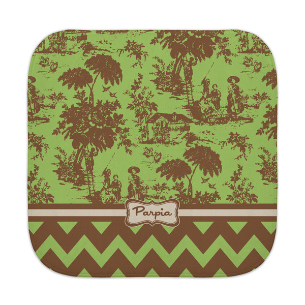 Custom Green & Brown Toile & Chevron Face Towel (Personalized)