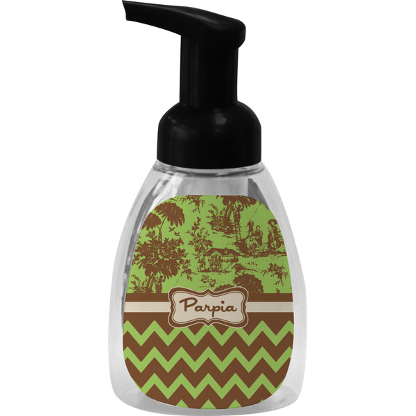 Green & Brown Toile & Chevron Foam Soap Bottle