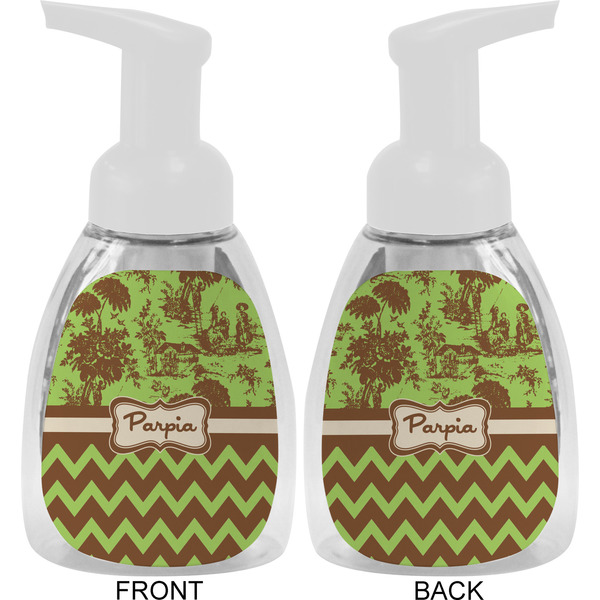 Green & Brown Toile & Chevron Foam Soap Bottle Approval - White