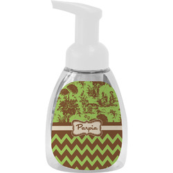 Green & Brown Toile & Chevron Foam Soap Bottle - White (Personalized)