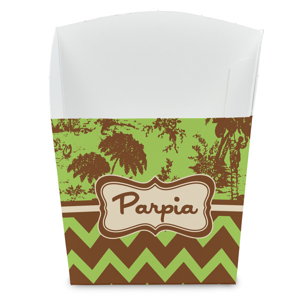Custom Green & Brown Toile & Chevron French Fry Favor Boxes (Personalized)