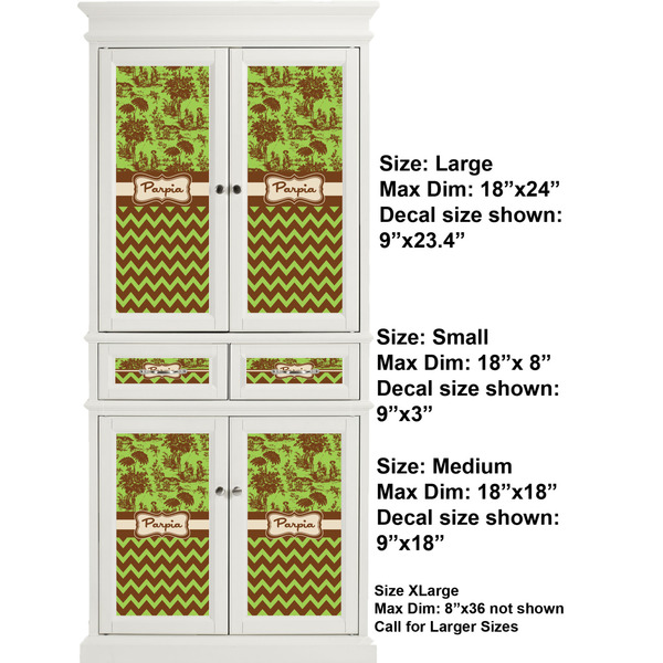Green & Brown Toile & Chevron Full Cabinet (Show Sizes)