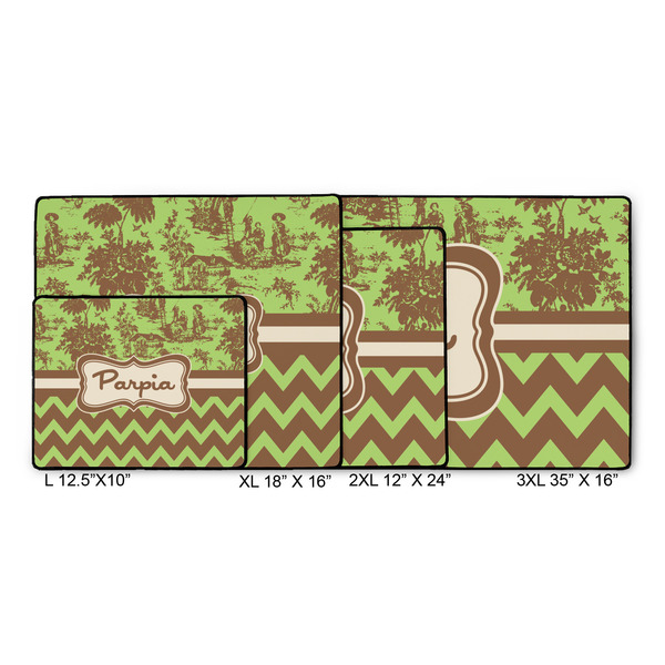 Green & Brown Toile & Chevron Gaming Mats - SIZE CHART