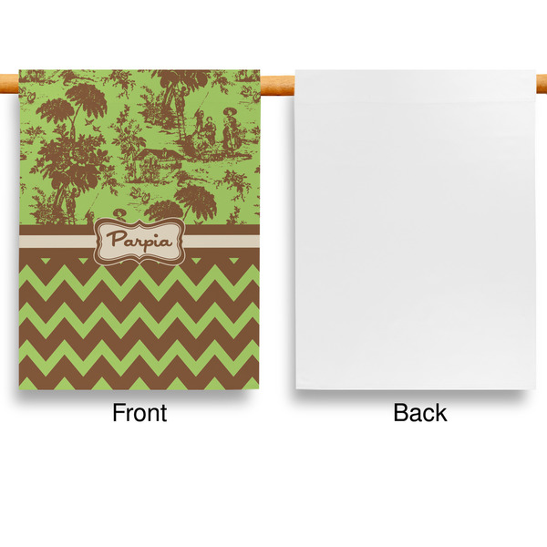 Green & Brown Toile & Chevron Garden Flags - Large - Single Sided - APPROVAL