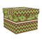 Green & Brown Toile & Chevron Gift Boxes with Lid - Canvas Wrapped - Large - Front/Main