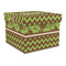 Green & Brown Toile & Chevron Gift Box with Lid - Canvas Wrapped - Large (Personalized)