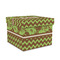 Green & Brown Toile & Chevron Gift Boxes with Lid - Canvas Wrapped - Medium - Front/Main