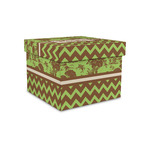 Green & Brown Toile & Chevron Gift Box with Lid - Canvas Wrapped - Small (Personalized)