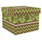 Green & Brown Toile & Chevron Gift Boxes with Lid - Canvas Wrapped - X-Large - Front/Main