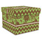 Green & Brown Toile & Chevron Gift Box with Lid - Canvas Wrapped - XX-Large (Personalized)