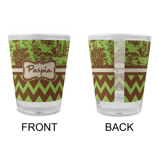 Green & Brown Toile & Chevron Glass Shot Glass - Standard - APPROVAL