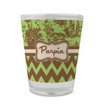 Green & Brown Toile & Chevron Glass Shot Glass - 1.5 oz - Single (Personalized)