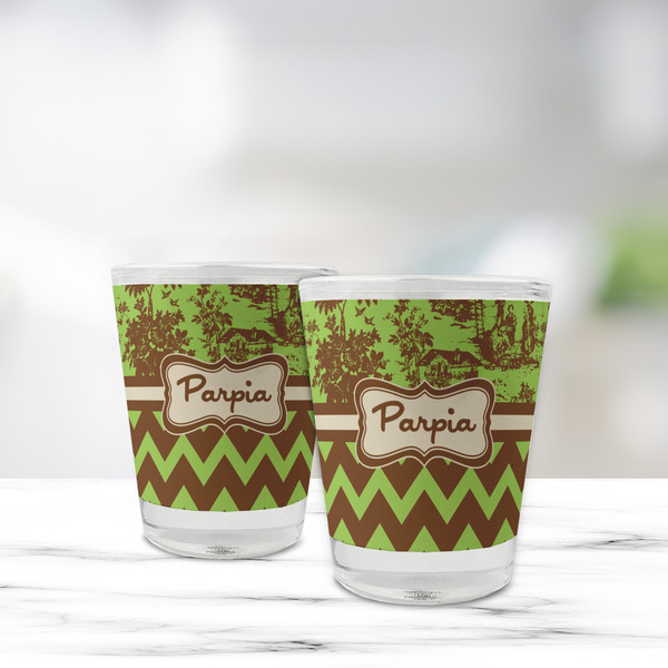 Green & Brown Toile & Chevron Glass Shot Glass - Standard - LIFESTYLE