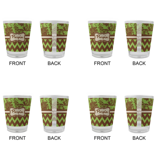 Green & Brown Toile & Chevron Glass Shot Glass - Standard - Set of 4 - APPROVAL