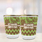 Green & Brown Toile & Chevron Glass Shot Glass - with gold rim - LIFESTYLE