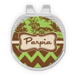 Green & Brown Toile & Chevron Golf Ball Marker - Hat Clip - Silver