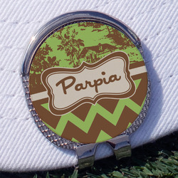 Green & Brown Toile & Chevron Golf Ball Marker - Hat Clip
