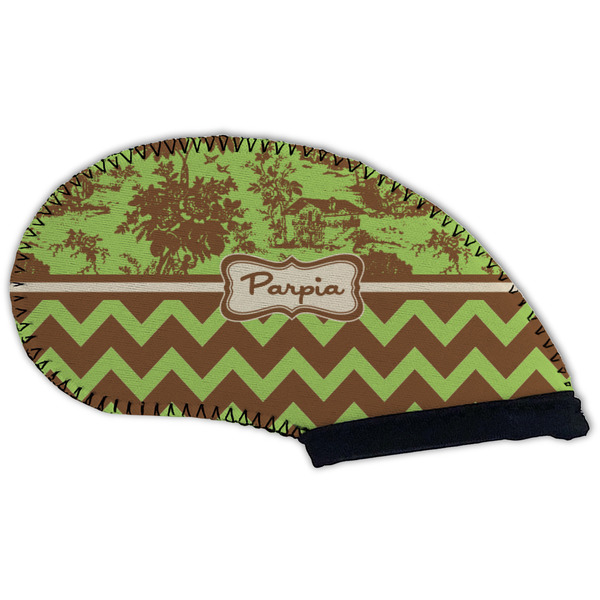 Green & Brown Toile & Chevron Golf Club Covers - BACK