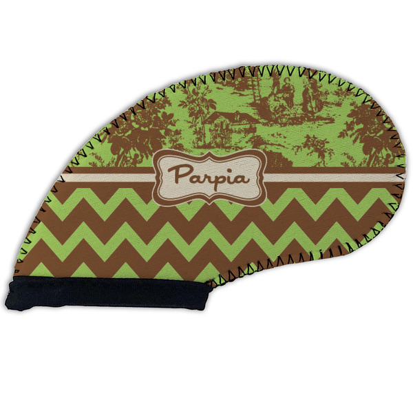 Green & Brown Toile & Chevron Golf Club Covers - FRONT