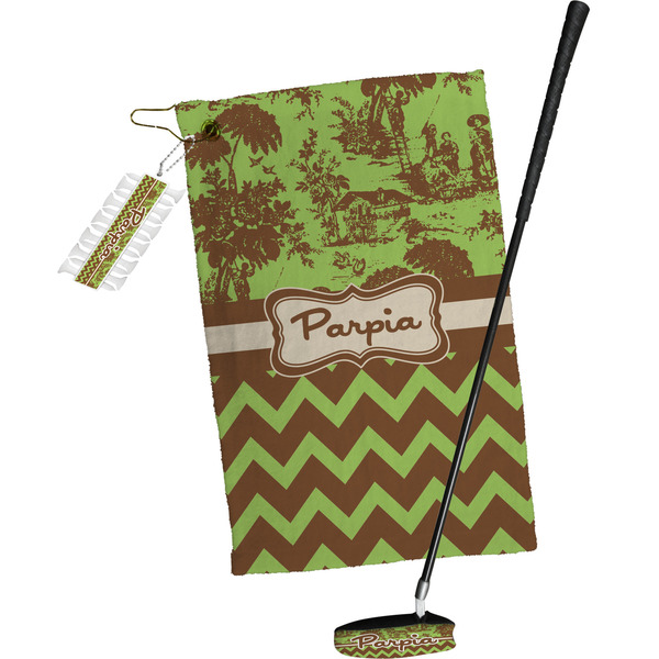Green & Brown Toile & Chevron Golf Gift Kit (Full Print)