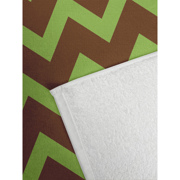 Green & Brown Toile & Chevron Golf Towel - Detail