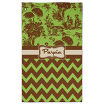 Green & Brown Toile & Chevron Golf Towel - Poly-Cotton Blend - Large w/ Name or Text