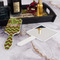 Green & Brown Toile & Chevron Hair Brush - With Hand Mirror