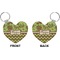 Green & Brown Toile & Chevron Heart Keychain (Front + Back)