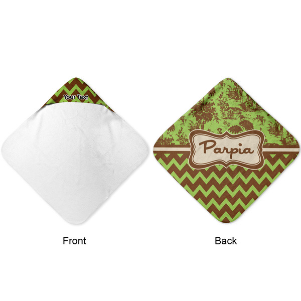 Green & Brown Toile & Chevron Hooded Baby Towel- Approval