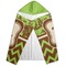 Green & Brown Toile & Chevron Hooded Towel - Folded