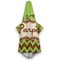 Green & Brown Toile & Chevron Hooded Towel - Hanging