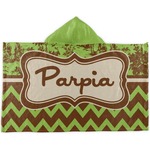 Green & Brown Toile & Chevron Kids Hooded Towel (Personalized)