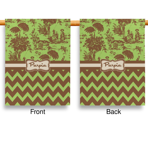 Green & Brown Toile & Chevron House Flags - Double Sided - APPROVAL