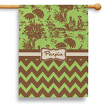 Green & Brown Toile & Chevron 28" House Flag (Personalized)
