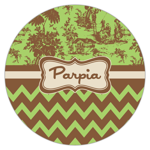 Green & Brown Toile & Chevron Icing Circle - Large - Single