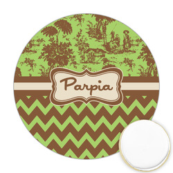 Green & Brown Toile & Chevron Printed Cookie Topper - 2.5" (Personalized)