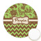 Green & Brown Toile & Chevron Printed Cookie Topper - 2.5" (Personalized)