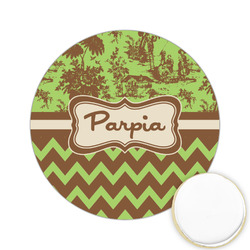 Green & Brown Toile & Chevron Printed Cookie Topper - 2.15" (Personalized)