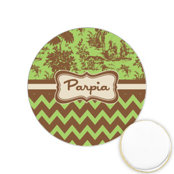 Green & Brown Toile & Chevron Printed Cookie Topper - 1.25" (Personalized)