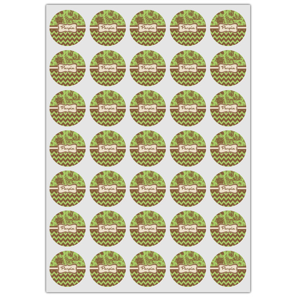 Green & Brown Toile & Chevron Icing Circle - XSmall - Set of 35
