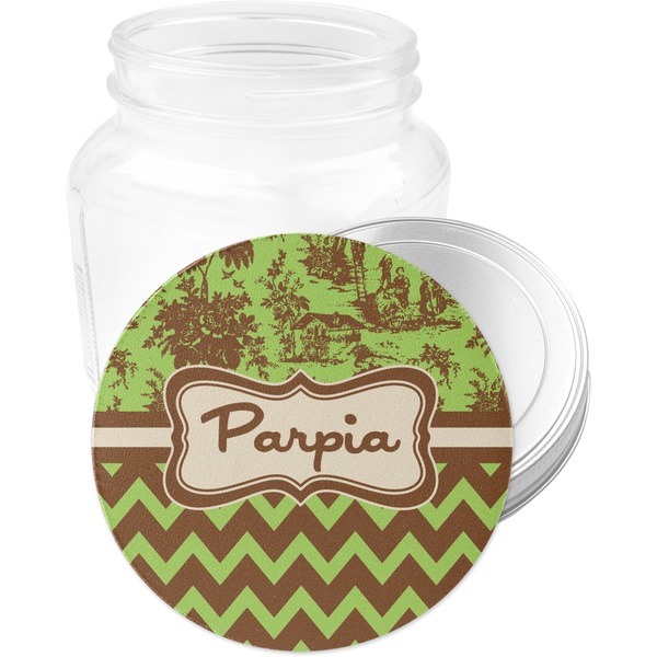 Green & Brown Toile & Chevron Jar Opener - Main