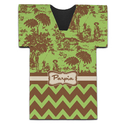 Green & Brown Toile & Chevron Jersey Bottle Cooler (Personalized)
