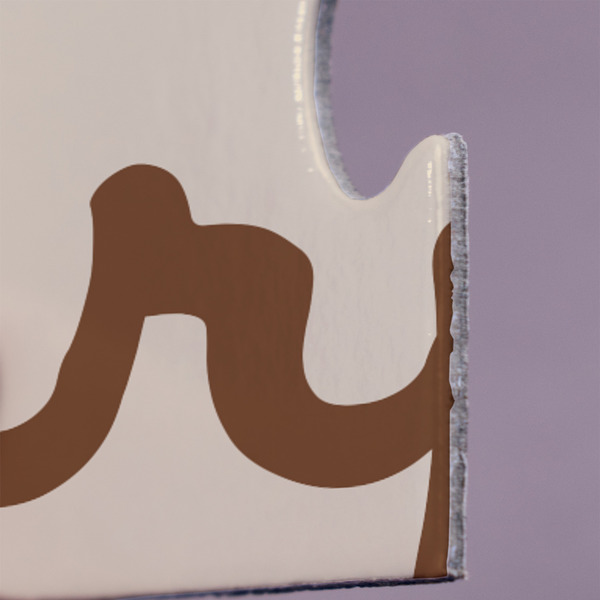 Green & Brown Toile & Chevron Jigsaw Puzzle 30 Piece  - Close Up