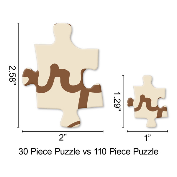 Green & Brown Toile & Chevron Jigsaw Puzzle - Piece Comparison