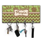 Green & Brown Toile & Chevron Key Hanger w/ 4 Hooks w/ Name or Text