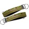 Green & Brown Toile & Chevron Key-chain - Metal and Nylon - Front and Back