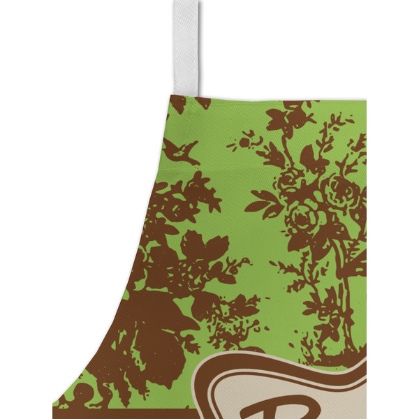 Green & Brown Toile & Chevron Kid's Aprons - Detail