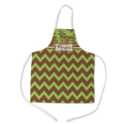 Green & Brown Toile & Chevron Kid's Apron w/ Name or Text