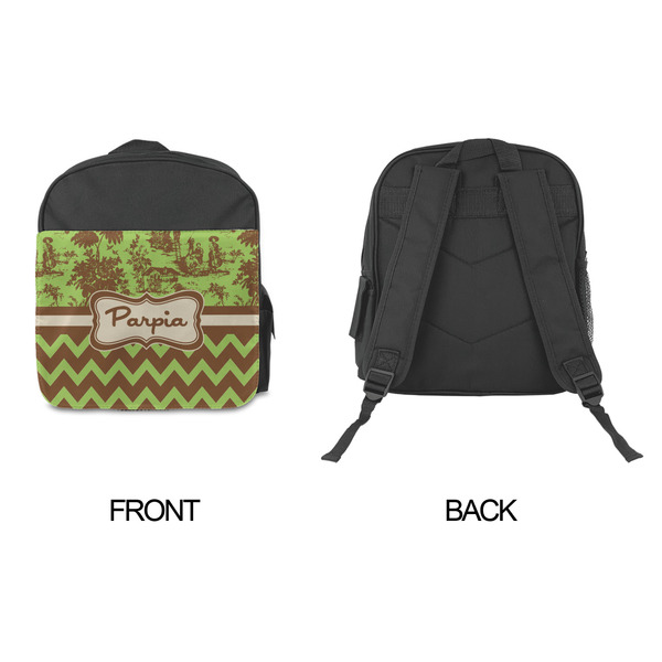 Green & Brown Toile & Chevron Kid's Backpack - Approval