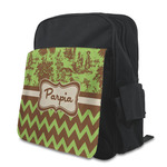 Green & Brown Toile & Chevron Preschool Backpack (Personalized)